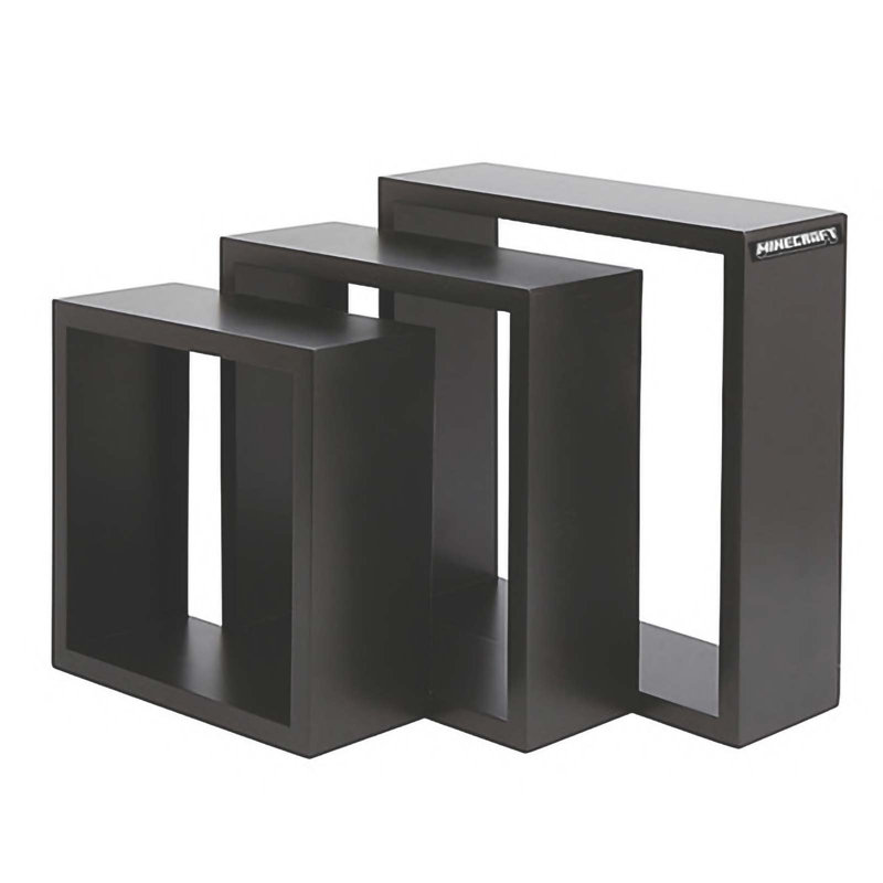 MINECRAFT 3 Piece Square Floating Shelf, Black