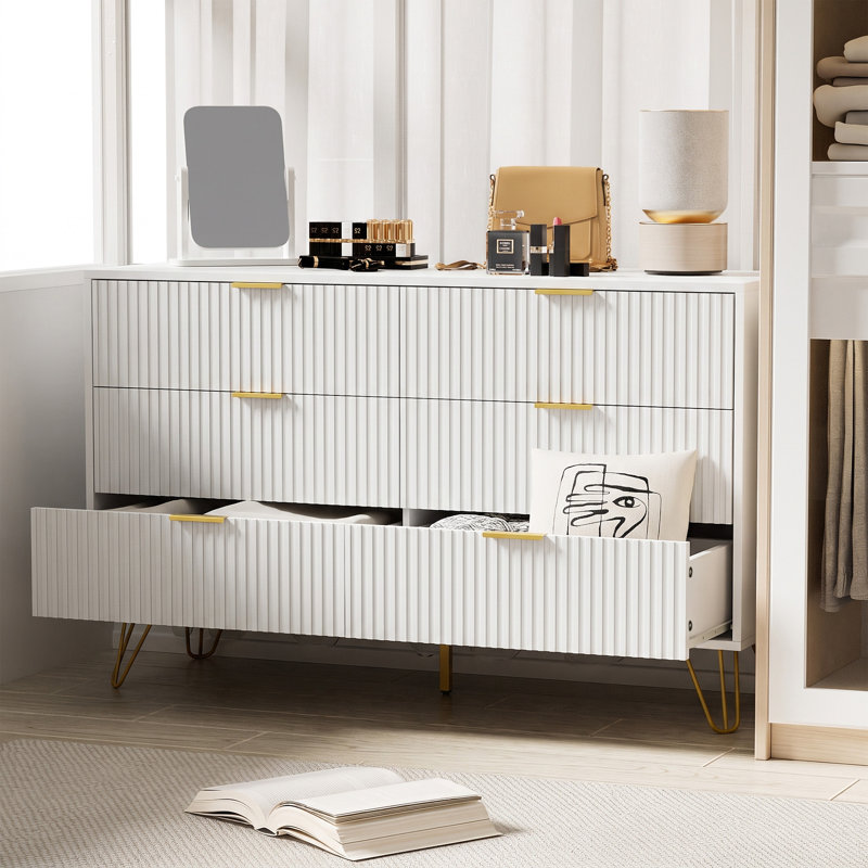 Commode 6 tiroirs Sybrand, Blanc