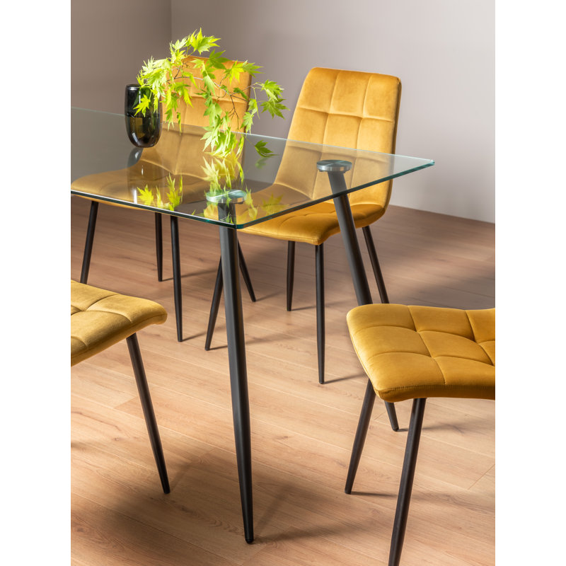 Avon Glass Top Metal Base Dining Table