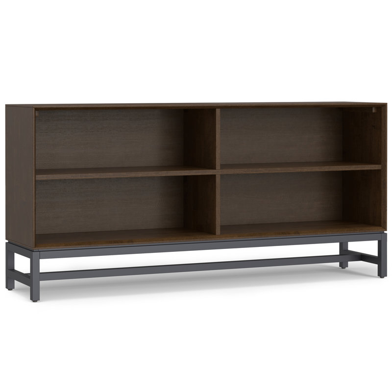 Bibliothèque basse moderne en bois massif H 30 "avec structure large et base en métal Banting