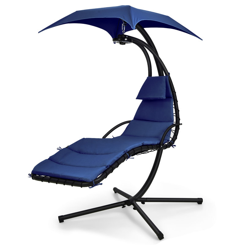 Chaise longue suspendue avec support Kaylagh, Bleu