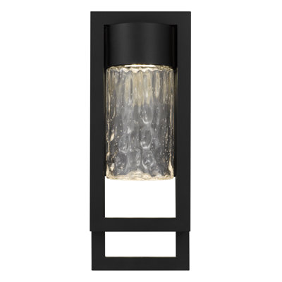 Applique murale 15 po à DEL en acier noir, 600 lumens DEL 12W, 3 choix de température de couleur, intensité variable, abat-jour en verre martelé transparent, entretien - pour les espaces intérieurs secs ou humides Energy Smart