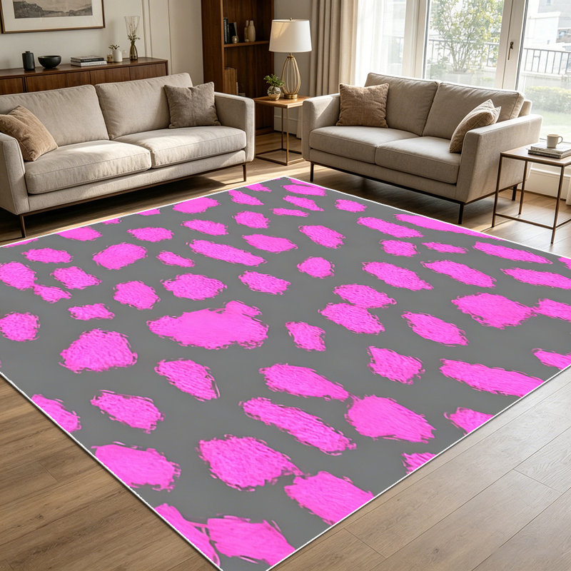 1PC Hot Pink Irregular Abstract Leopard Spot Pattern area rugs for Living Room, Soft and Comfortable, Suitable for all seasons, easy-to-maintain, machine washable Indoor floor mat, Under Table Farmhouse suitable for entryway, bedroom, dining room,