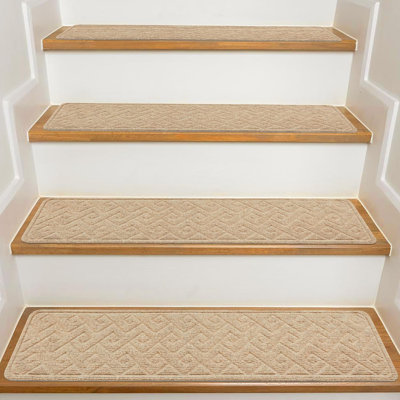 Stair Treads For Wooden Steps Indoor, 15 Pack 8" X 30" Non Slip Carpet Stair Treads With Reusable Adhesive For Kids Elders And Dogs, Surface Polyester TPR Backing Stair Rugs