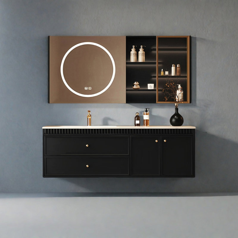 Armoire de salle de bain de style roche moyen, H 19,68 po x l 51,18 po x P 20,47 po