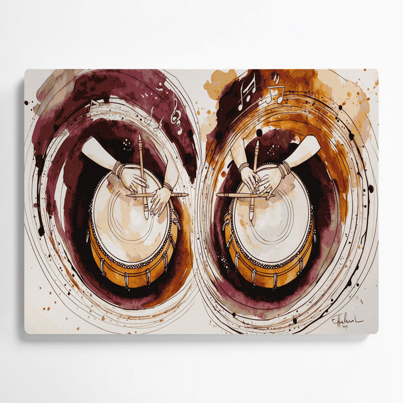 «Music Tabla», art mural en métal beige, H 11 po x l 14 po