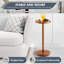Table à boissons en bois d'acacia avec base lestée, petite table d'appoint ronde pour les petits espaces, table de bout à piédestal Martini / Cocktail avec support de téléphone pour le salon, les téléviseurs ou le bureau à domicile
