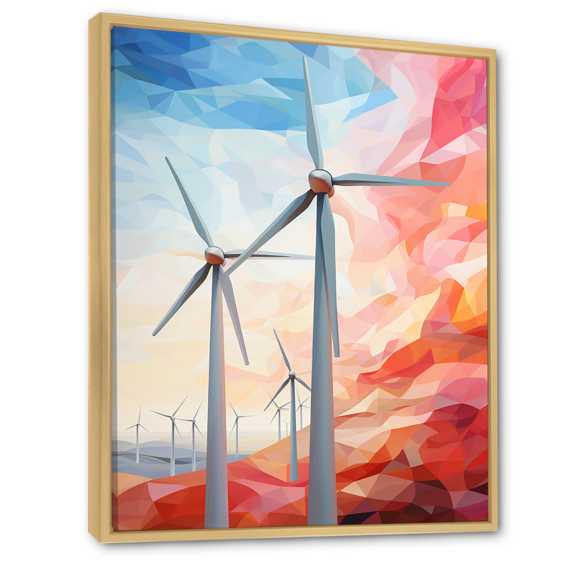 " Minimalism Wind Turbines I ", Natural Floater Framed, 32" H x 24" W