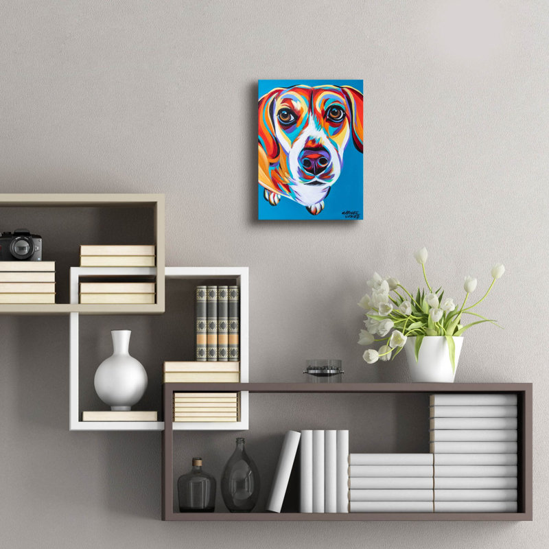«Nosy Dog 2» par Carolee Vitaletti, art mural en verre acrylique, H 16 po x l 12 po x P 0,13 po