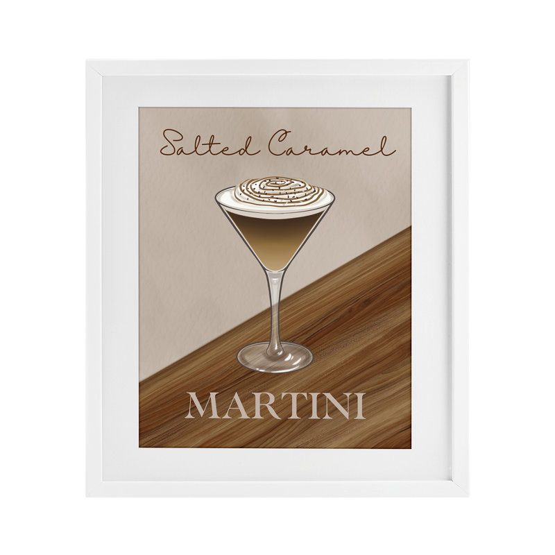 Reproduction sous verre Salini Caramel Martini encadrée, design par Marcus Prime, H 16 po x l 13 po