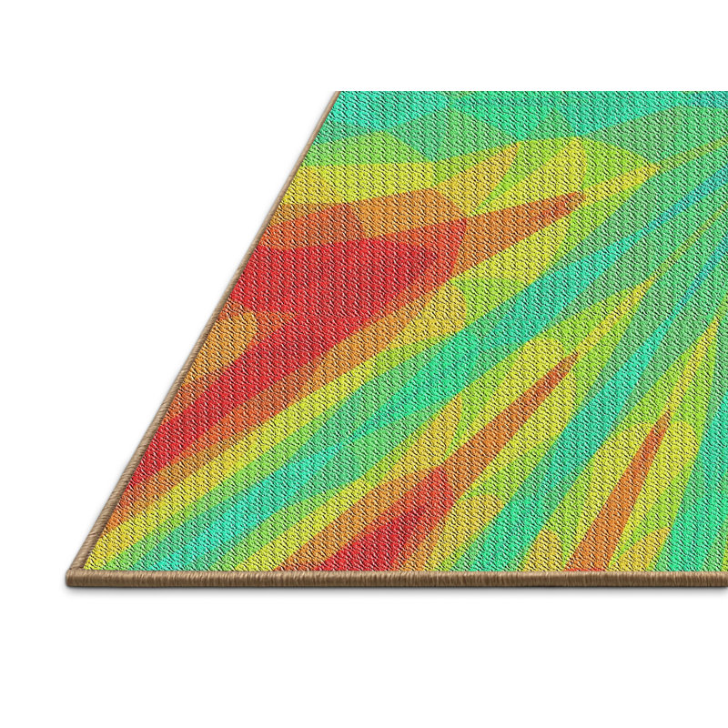Tapis vert/orange tissé à la machine, Rectangle 3 pi x 5 pi