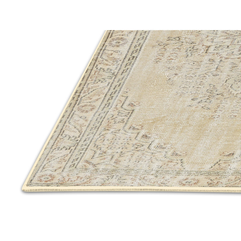 Tapis contemporain gris / crème, Rectangle 5 pi x 7 pi