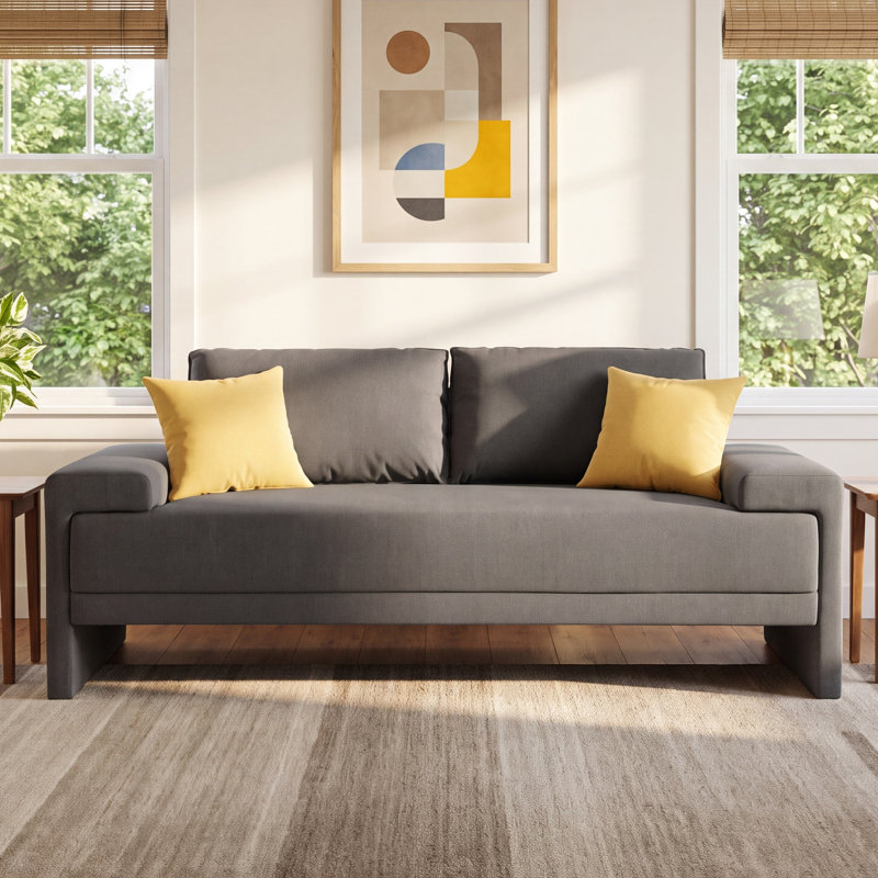 Iden Upholstered Sofa, Gray LiveSmart®, 32.25" H x 91" W x 37.1" D