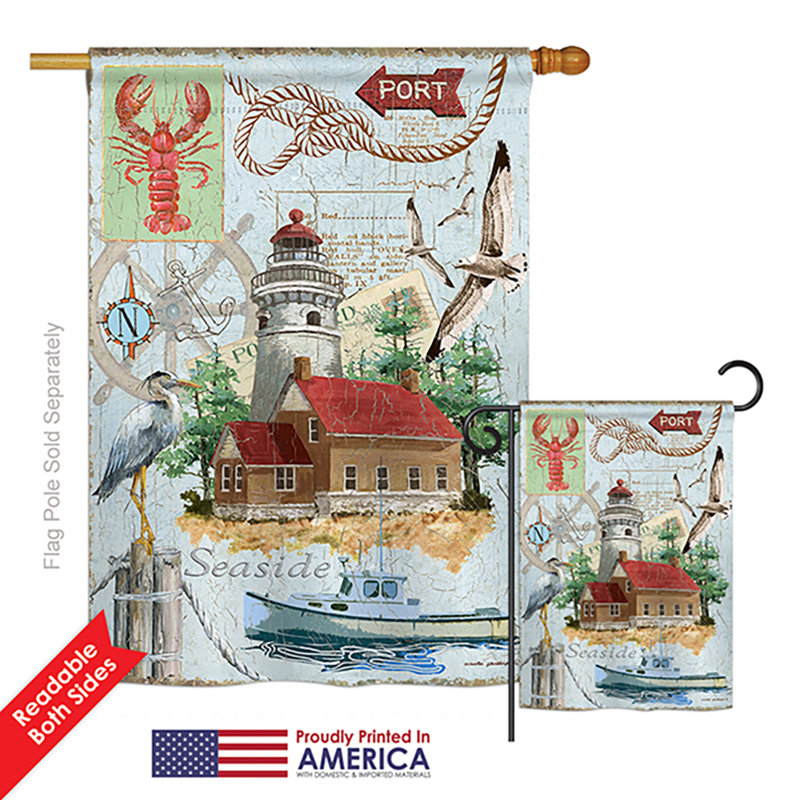 Ensemble de 2 drapeaux en polyester à 2 faces et imprimées en polyester nautique seaside