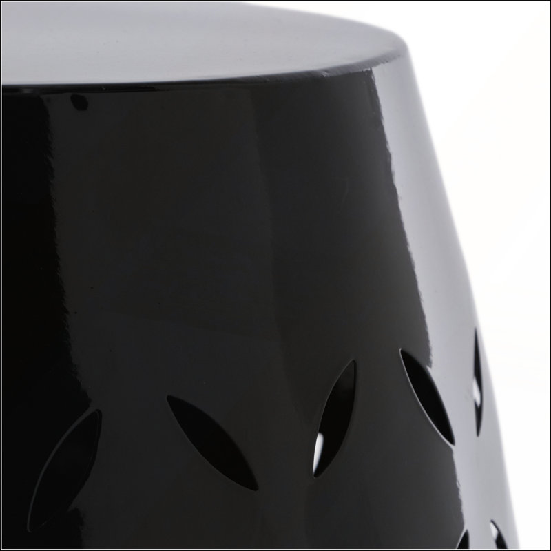 Charming All-Metal Side Table With Stable Barrel Shape For Outdoor Spaces, Black