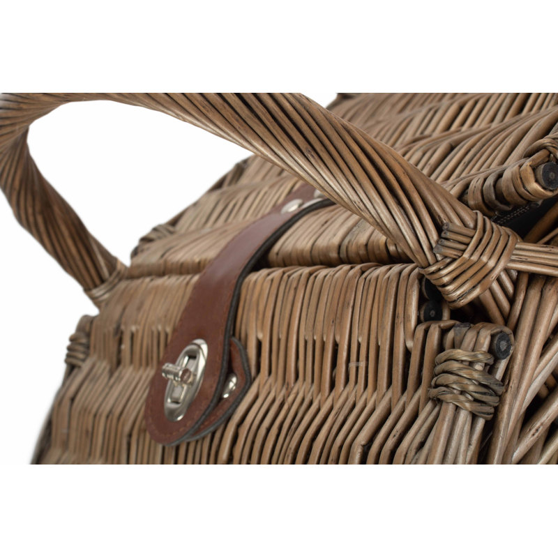 2 Person Wicker Fitted Picnic Hamper, Antique Wash