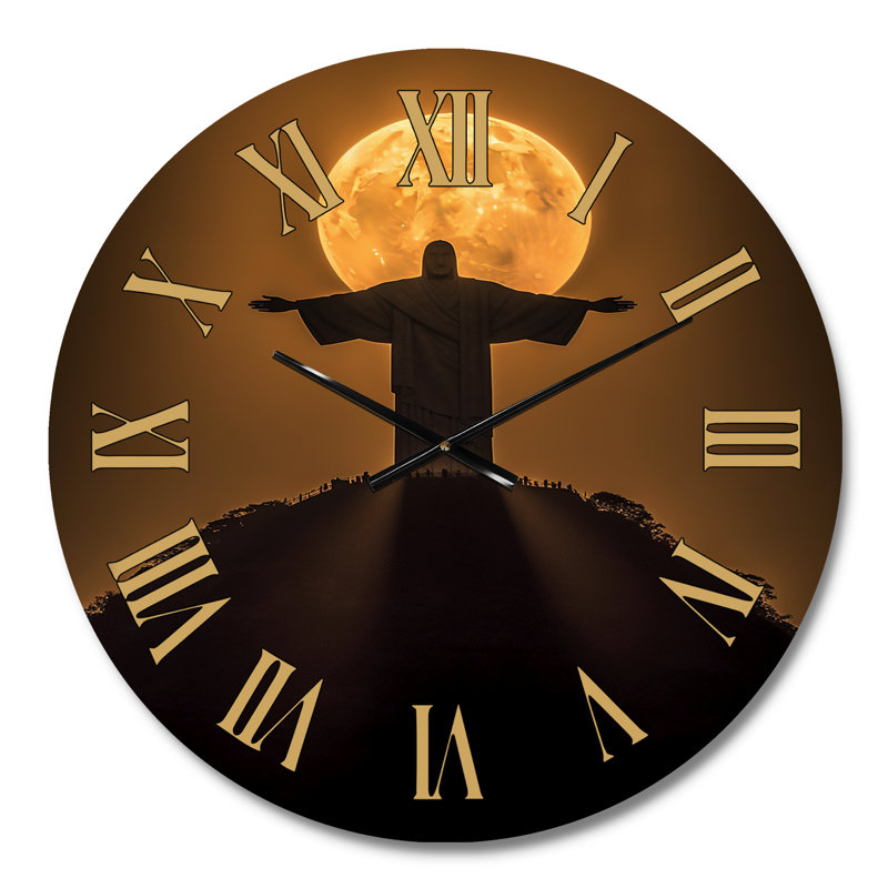 Horloge murale Supermoon sur le Christ Rédempteur à Rio I - Christianisme, Médium