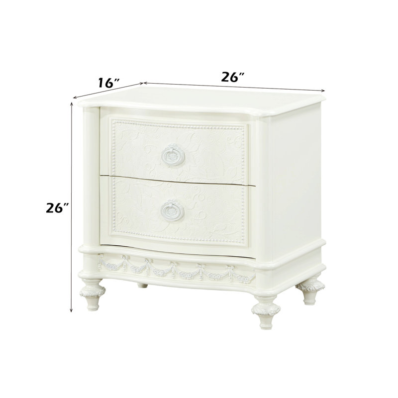 Table de chevet en bois, table de chevet avec 2 tiroirs