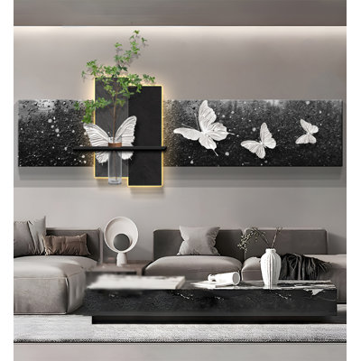 Modern Minimalist Hydroponic Green Plants Sandstone Wall Decoration