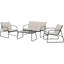4-Seater Garden Lounge Set with Mesh Seating and Glass Coffee Table, 4 Pieces-122093635