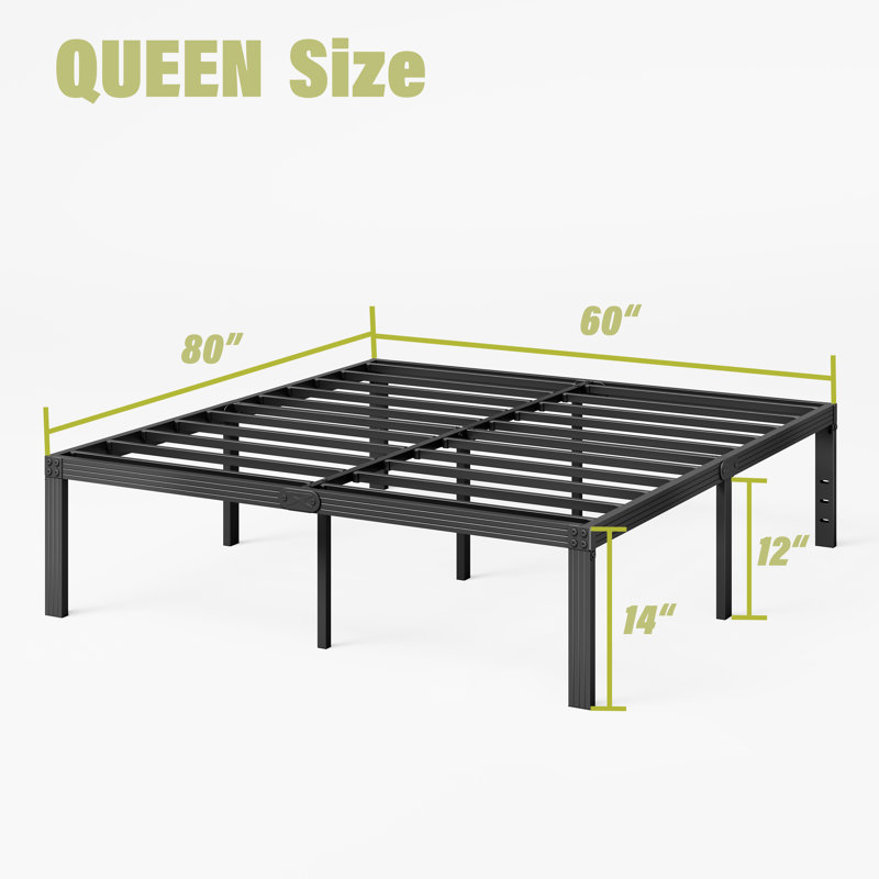 Edmonson Bed Frame with Storage 14 Inch High Heavy Duty Metal Platform Bed, Queen
