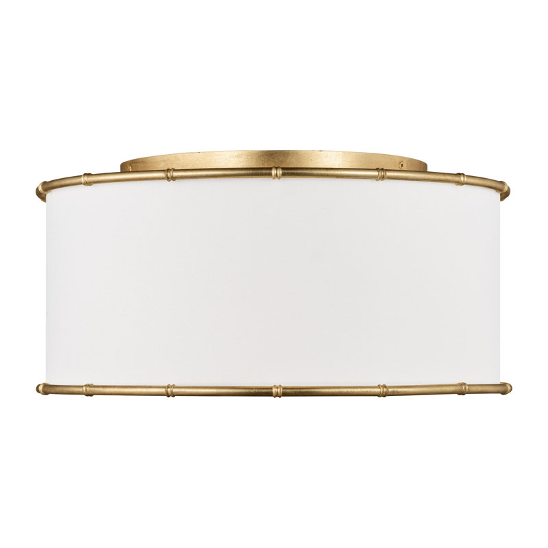 Diffuseur en verre blanc à l'intérieur transparent à l'intérieur et abat-jour en tissu de lin blanc, Doré