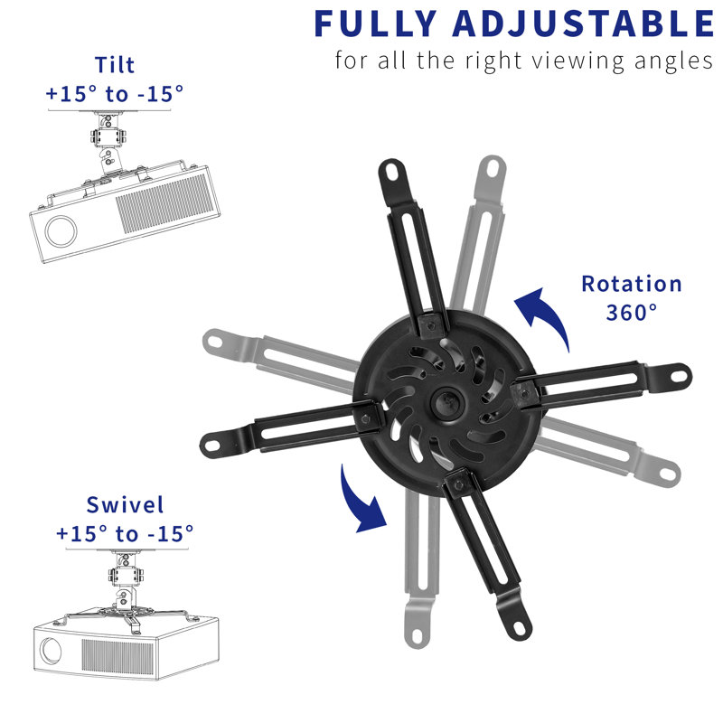 VIVO Universal Adjustable Ceiling Projector Theater Mount, MOUNT-VP01B, Black