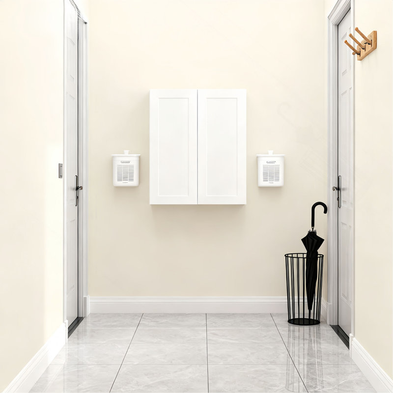 Armoire murale en bois massif blanc Shaker, H 42 po x l 24 po x P 12 po, Blanc