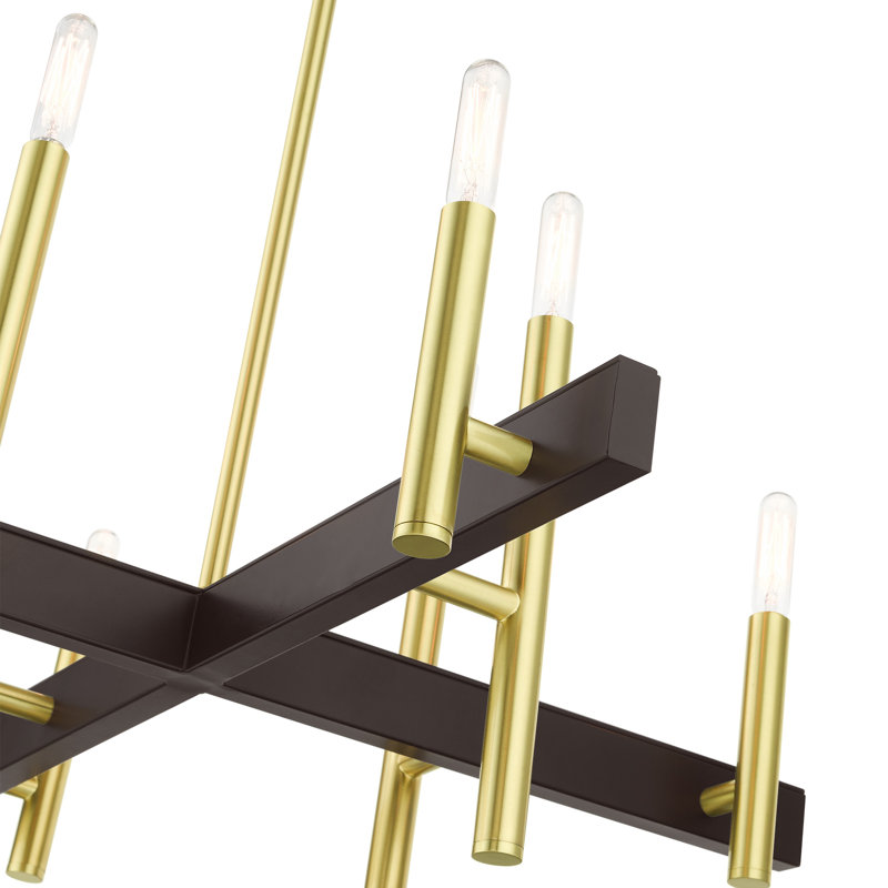 Denmark Satin Brass 8-Light Mid-Century Modern Chandelier