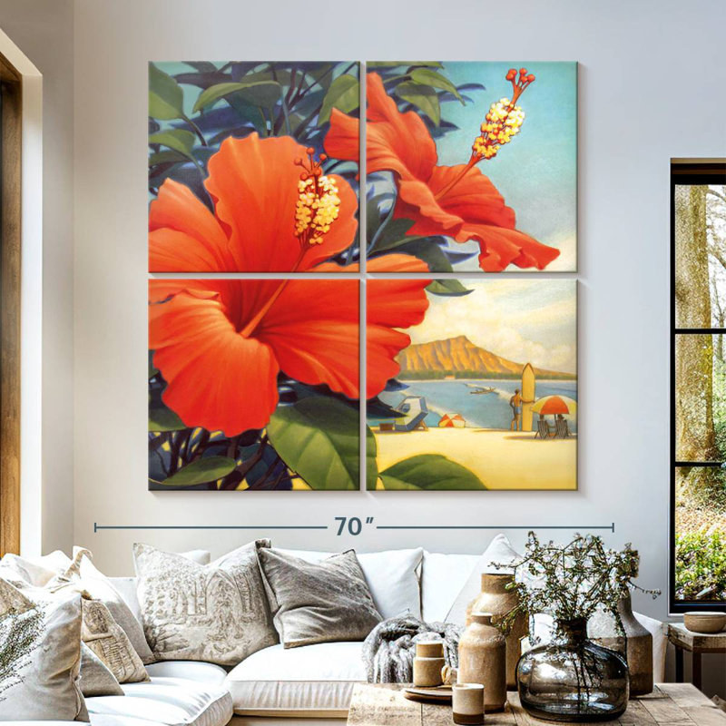 Harnek Hibiscus Beach Day, 74" H x 74" W