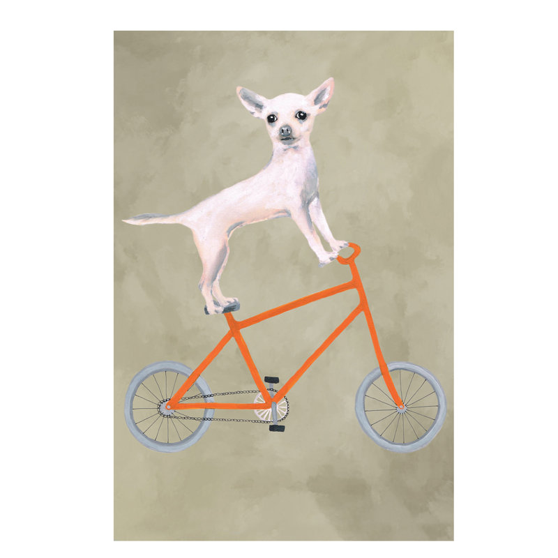 Chihuahua On Bicycle by Coco De Paris - Painting on Canvas, 66.04 cm H x 45.72 cm W x 1.91 cm D, No Frame