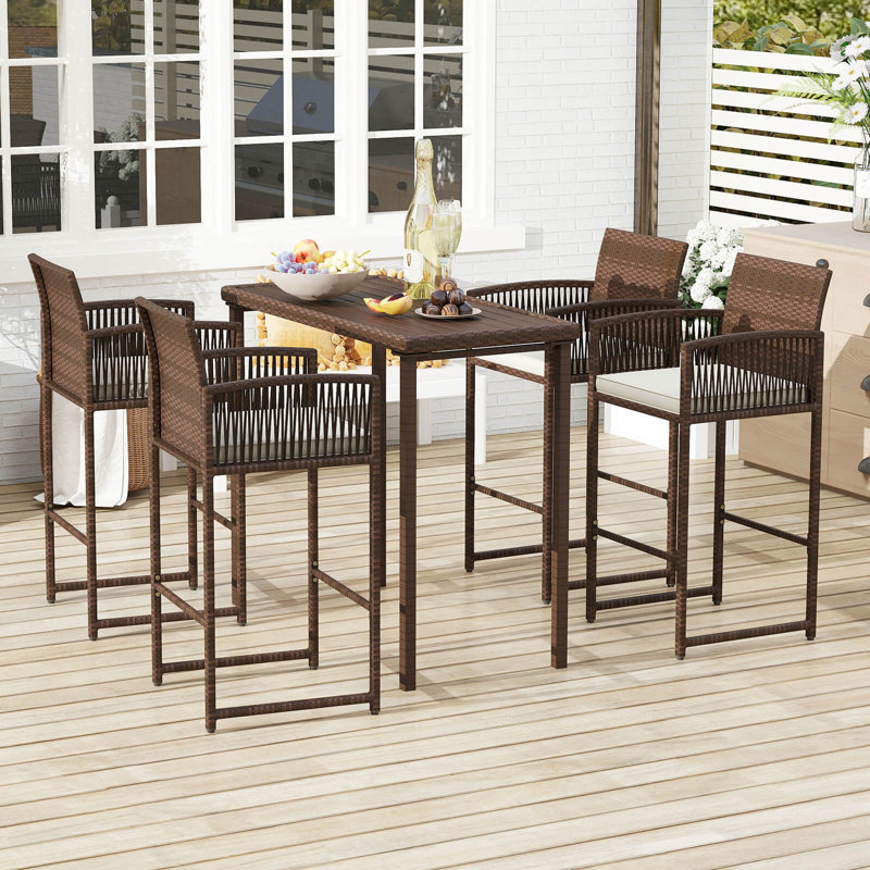 Tabourets de bar avec chaises et accoudoirs, 4