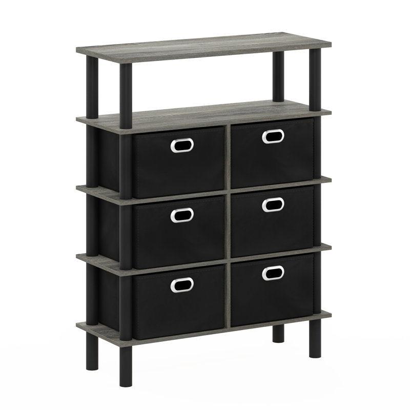 Emiley 59.9cm W 6 - Drawer Chest of Drawers, French Oak Grey/Black/Black