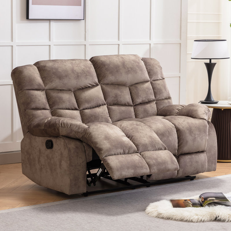 Canapé inclinable manuel moderne et ultra doux de 61,8 po de largeur Edilmar, Microfibre/microsuède brun