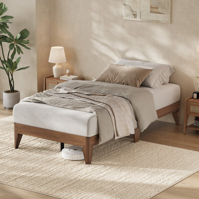 Bed Frame, 11.8 Inch Wood Platform Bedframe with Wooden Slats, 7.5-Inch Underbed Space, No Box Spring Needed, Noise-Free Design, Easy Assembly