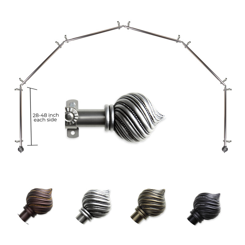 Tringle à rideaux simple ajustable avec baie vitrée de 0,81 po, Nickel satiné, 28 po à 48 po (chaque côté)