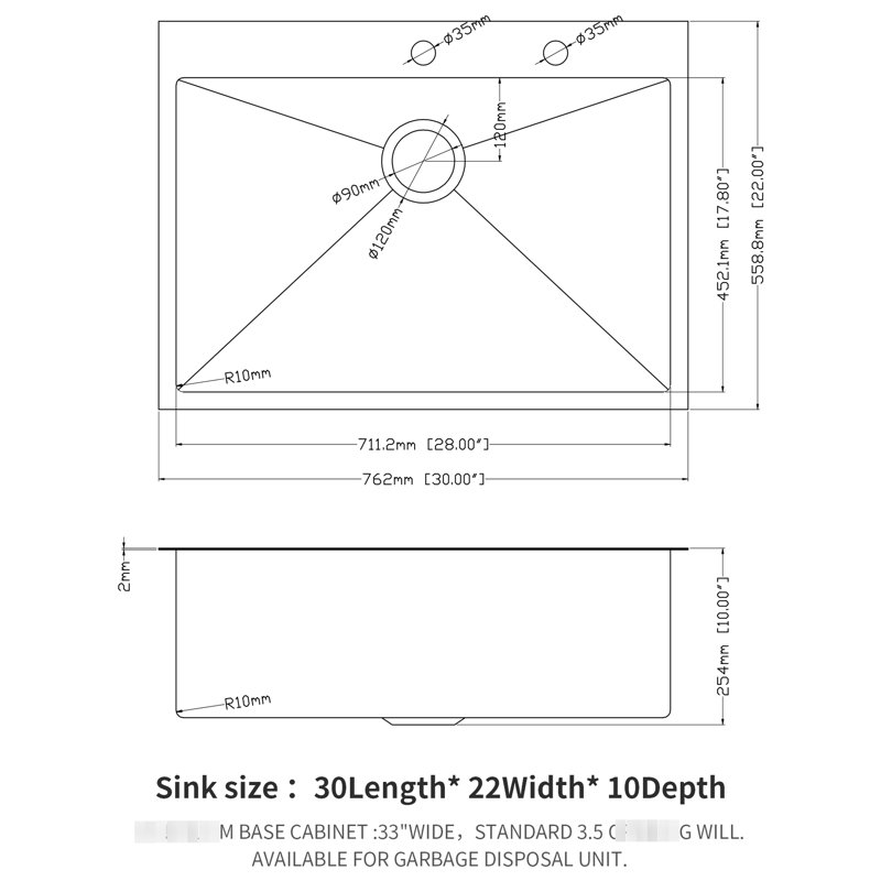 16 Gauge Stainless Steel Kitchen Sink Drop In: 30X22 Inch. T304 Dependability. Single Bowl, Noise Minimizing, Efficient Drain. Extra Add- Inch In Steel: Gauge. Durability. Large Silent Complete With