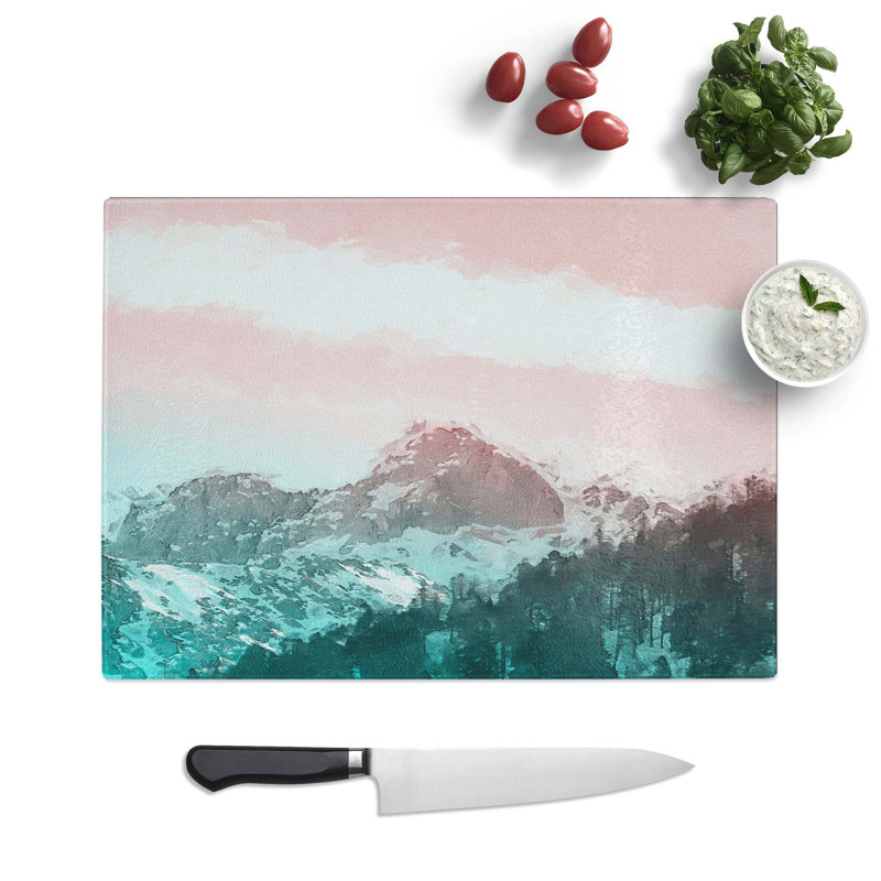 Tempered Glass Cloud over the Mountains Chopping Board, 28.5 cm W x 20 cm L