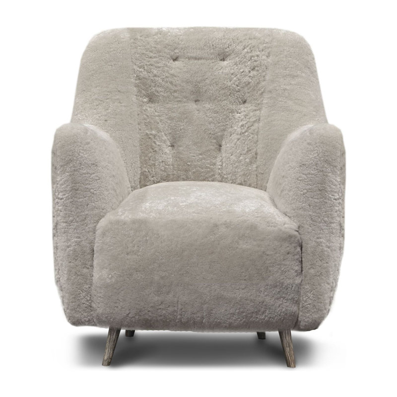 Molly Tufted Armchair, Espresso, Light Gray Wool
