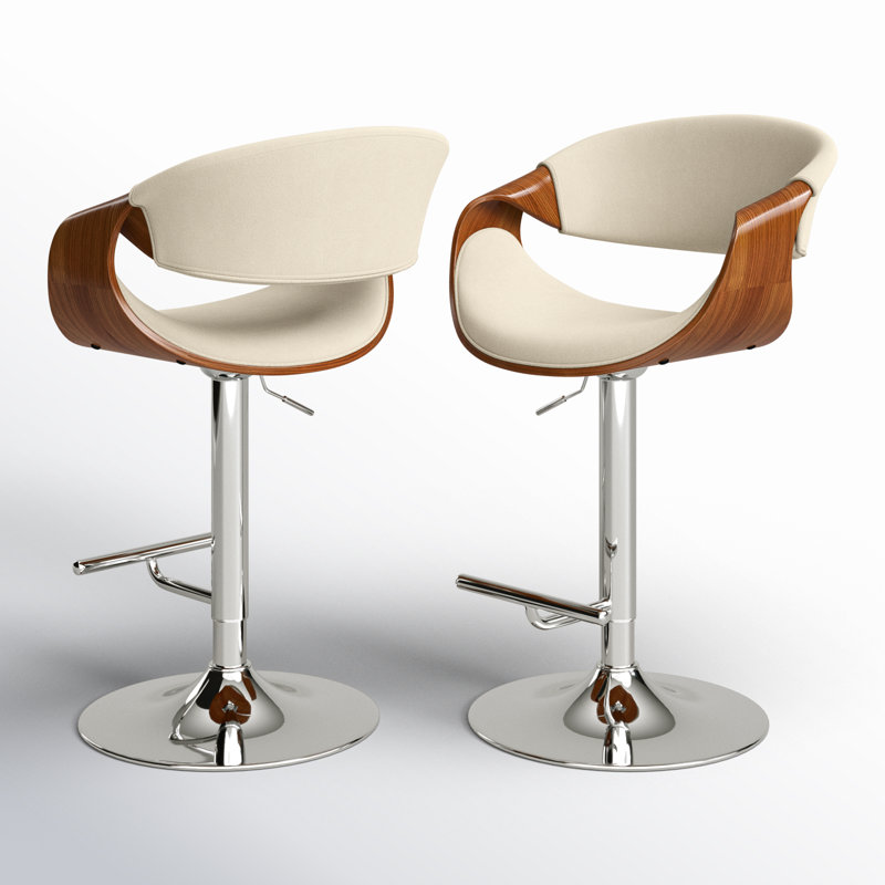 Archaimbaud Swivel Adjustable Height Bar Stool, Cream Basketweave