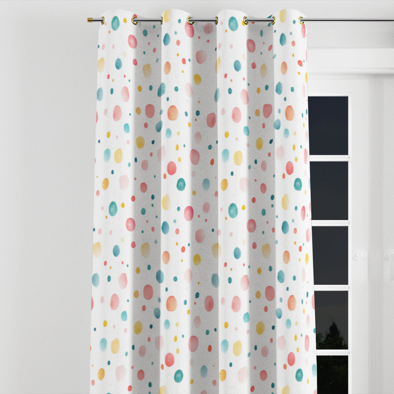 Rideaux Confetti For Kids - rideau à œillets Playful Sprinkles Dots - 1 panneau, L 52 po x L 120 po, Œillets dorés