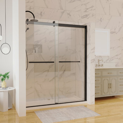 Smooth Glide Matte Black Aluminum Shower Door Ideal For Elegant Bathrooms