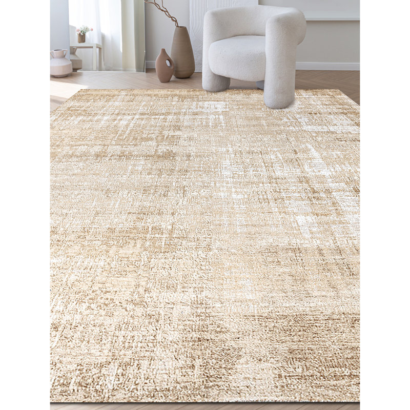 Hand Knotted Abstract Indoor Rug, Rectangle 6' x 9'