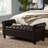 Sophisticated Button In Brown - Pu Entryway Chic Bench With Rolled Arms, Material, Ideal For Small Spaces