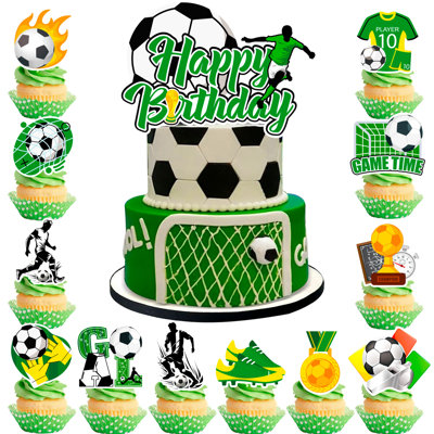Soccer Cake Topper,13pcs Soccer  Cupcake Toppers
