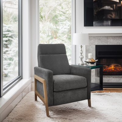 Tacara Ergonomic 3-Position Manual Recliner with Solid Wood Frame and Natural Oak Legs by Ebern Designs