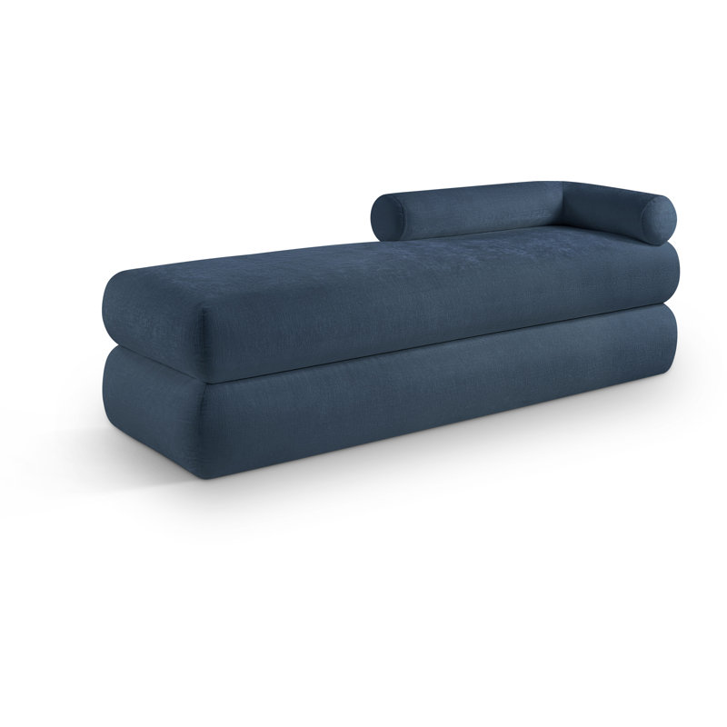 Banc rembourré en chenille Kennedy, Tissu chenille bleu clair