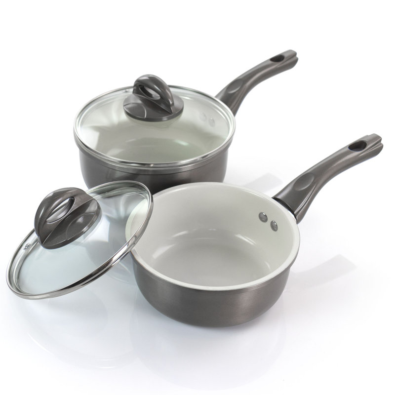 Hestonville 7-Piece Gray Aluminum Nonstick Cookware Set with Lids