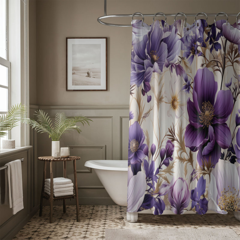 Violet Floret - Rideau de douche Premium, H 74 po x l 71 po