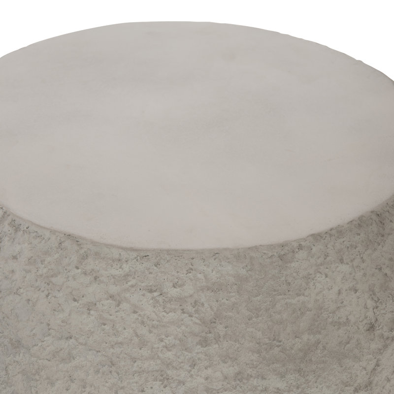 Gray Round Concrete Transitional End Table